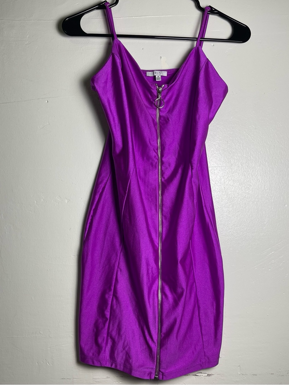 Iris Purple Zip Front Bodycon Midi Dress Size M Y2K Party Clubwear